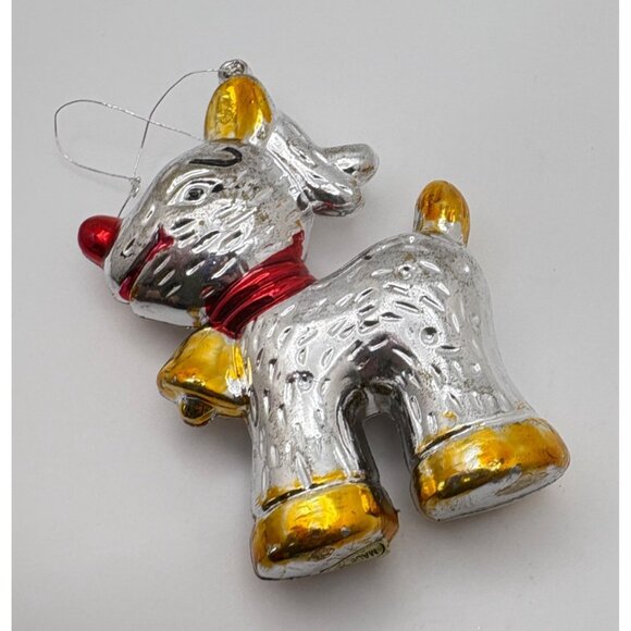 Vintage Shiny Standing Reindeer Christmas Tree Ornament Rudolph Red Nosed - Picture 6 of 8